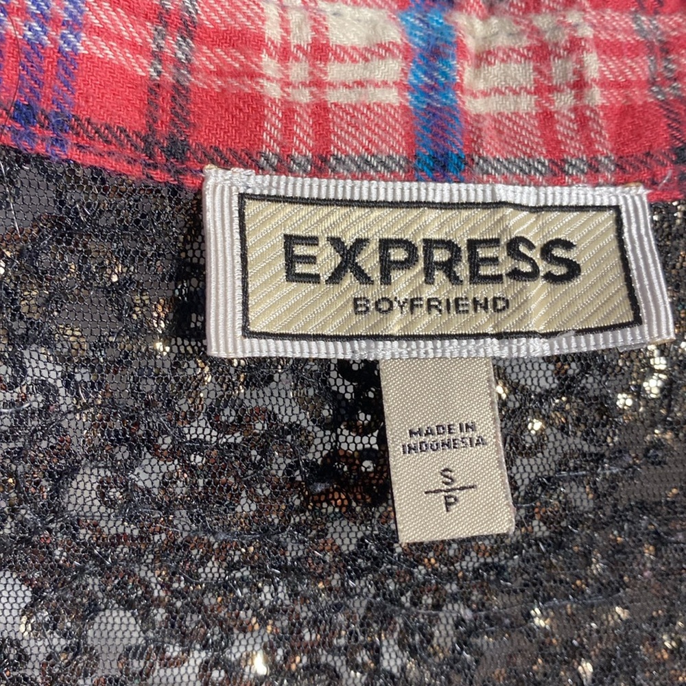 Express Flannel Shirt with Sequins Size Small - Picture 3 of 7